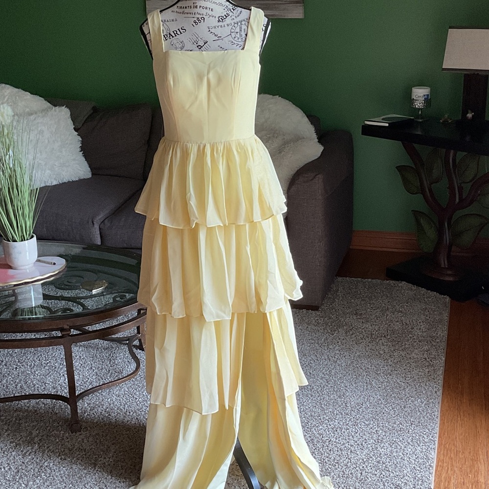 Yellow Layered Maxi Dress, NWT, Size 8